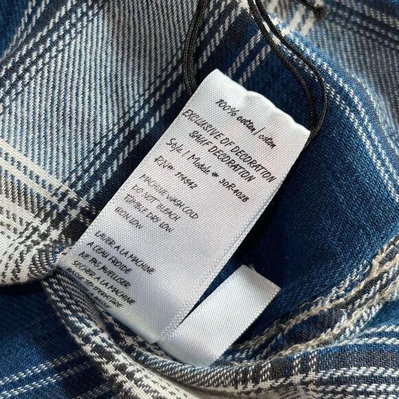 Blank NYC Womens Plaid Denim Long Sleeve Cotton Shirt Blue Size XS NWT - Picture 7 of 9